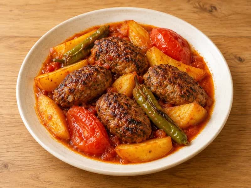 Tezgahtaki yemeklerden İzmir köfte